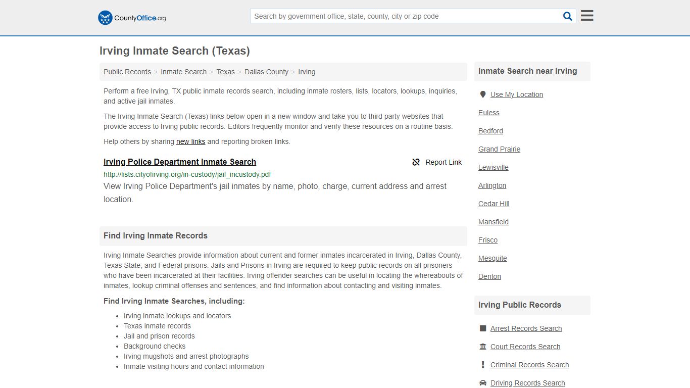 Inmate Search - Irving, TX (Inmate Rosters & Locators)