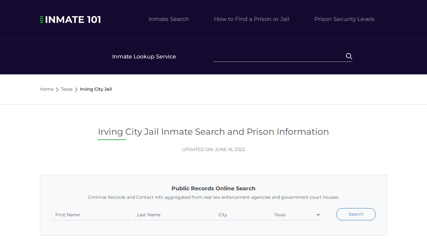 Irving City Jail Inmate Search, Visitation, Phone no ...